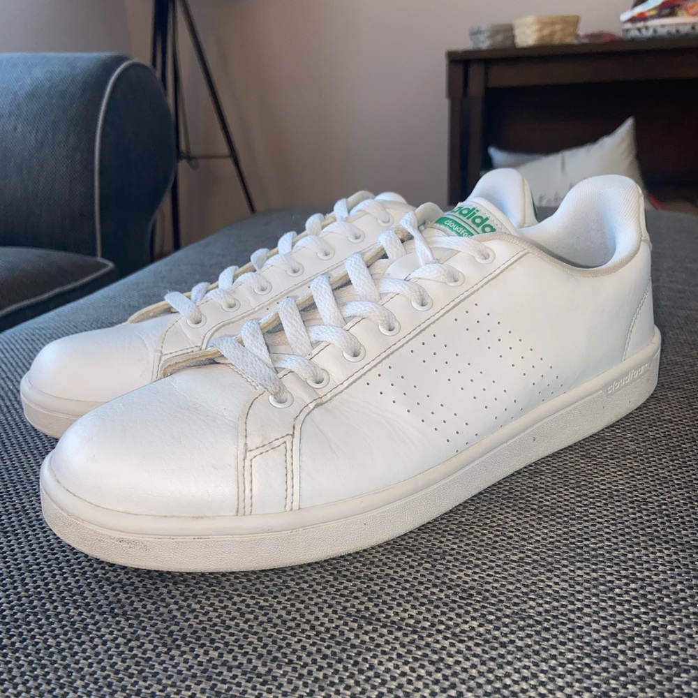 Men’s Adidas Neo Cloudfoam Green and White Sneakers